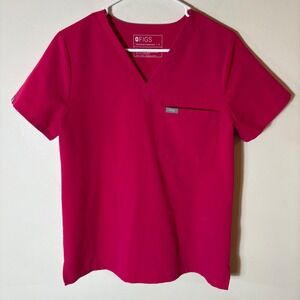FIGS Catarina Scrub Top V Neck Short Sleeve Pink Technical Collection Size Small